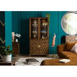 Vitrine Mango 99x40x200 braun geölt DIAMOND #215