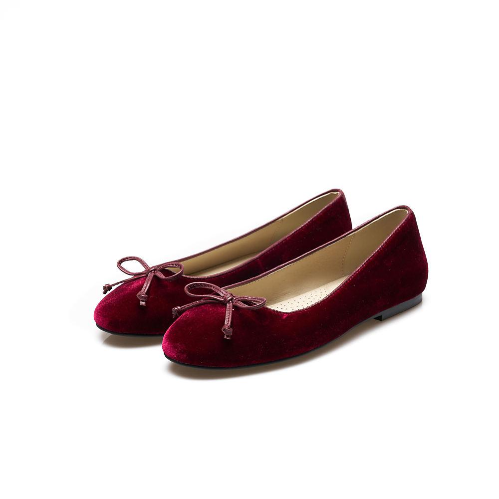Ballerinas mit Schleife für Damen, Damen, size: regular, Rot, Leder, by Lands' End