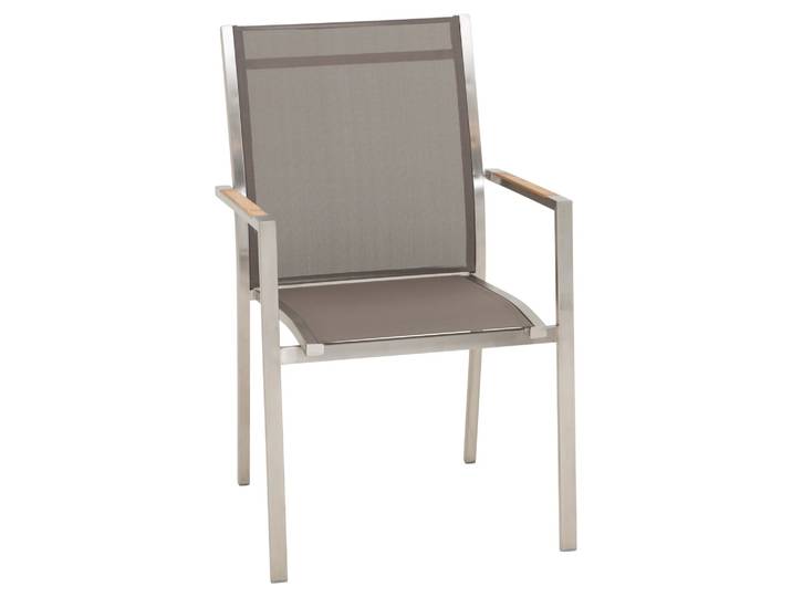 Gartenstuhl One, Taupe, Edelstahl, Teak, Stapelbar, b