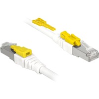 RJ45 Secure Cat. 6A, Kabel weiß, 1 Meter, verriegelbar, LSOH Halogenfrei