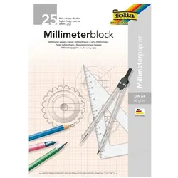 folia Millimeterpapier weiß, 21.1x29.8 cm