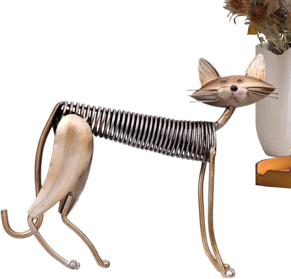 Zwart metalen kattenbeeld voor op tafel - Hoogte: 25,5 cm