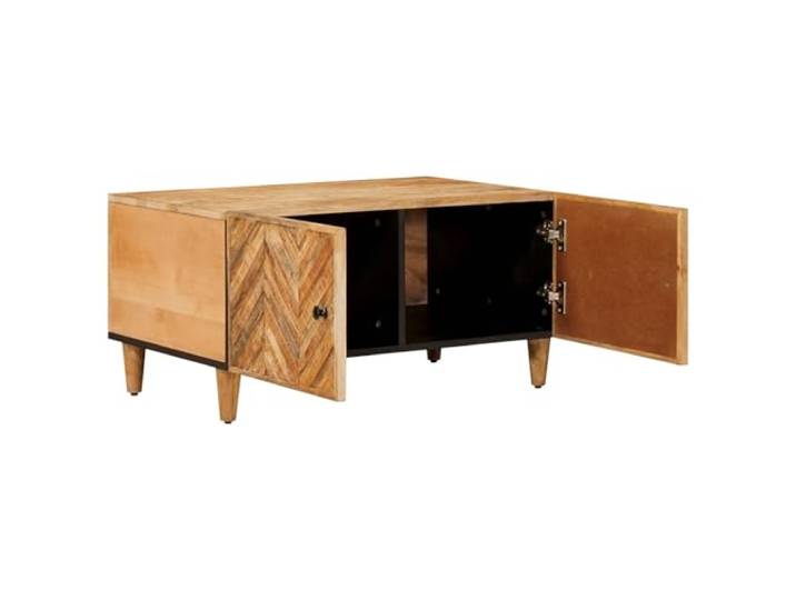 KKgypkn Rechteckiger Couchtisch Braun 80x50x40 cm Massivholz Mango Messingknöpfe, pflegeleicht, für kleine Räume, modernes Design, langlebig