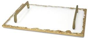 Vivience Glass Tray with Gold Rim and Handles