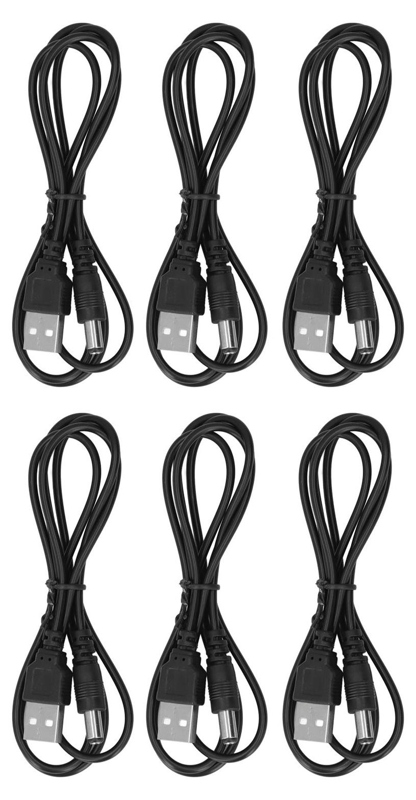 Gistuch USB 2.0 A naar 5,5 x 2,1 mm opladerkabel met 6 aansluitingen, 5V DC, zwart