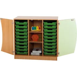 Unterschrank mit Wellentüren, 20 flache ErgoTray Boxen & 2 Einlegeböden
