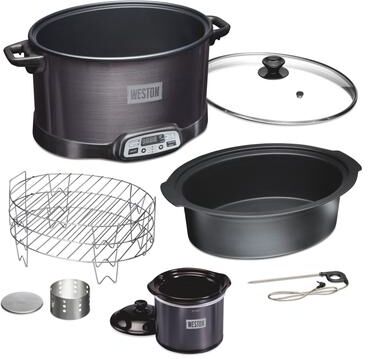 Weston 2-in-1 Indoor Smoker & 6 Quart Slow Cooker with Party Dipper