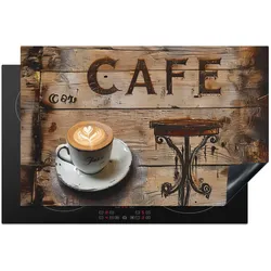 HERDABDECKPLATTE Cafe - Holz - Kaffee - Regale Induktionsmatte 81x52 cm