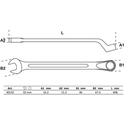 BGS Maul-Ringschlüssel gekröpft SW 32 mm - 30132