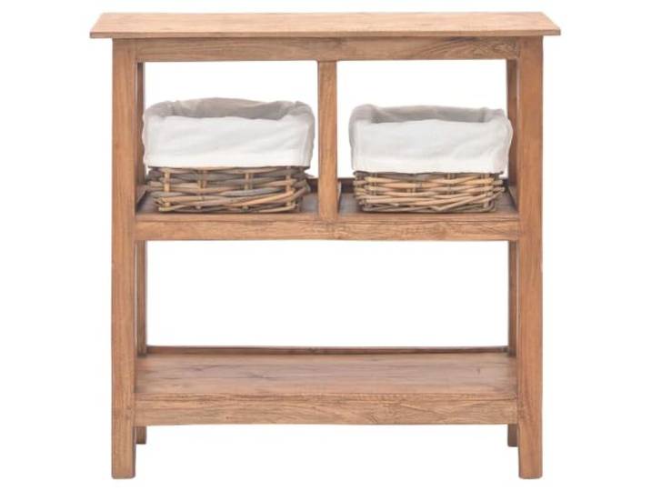 KGHFDVB Beistelltisch 69 x 28 x 70 cm aus massivem Mahagoniholz Messing Massives Mahagoniholz, 2 herausnehmbare Rattankörbe mit Stofffutter, 1 Regalfach, handgefertigt, für Flur und Wohnzimmer