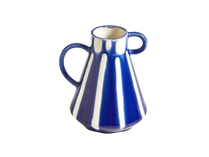 Vase grès rayures colorées 2 anses - Blancheporte