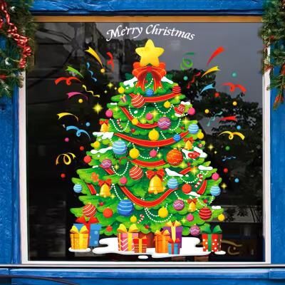 Inspire Select 137 Pieces Snowflake & Window Flower Electrostatic PVC Stickers Reusable Winter Decor Set d