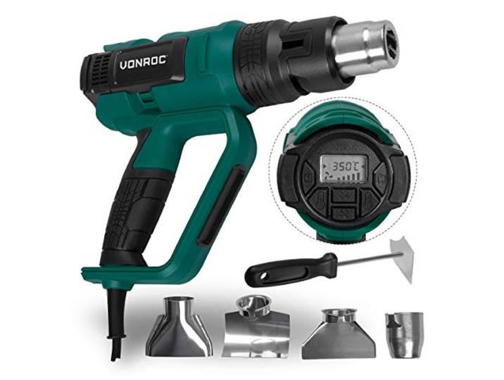 VONROC PRO Heteluchtpistool – 2000W – LCD display – 650°C – 500L/min – Incl. accessoires