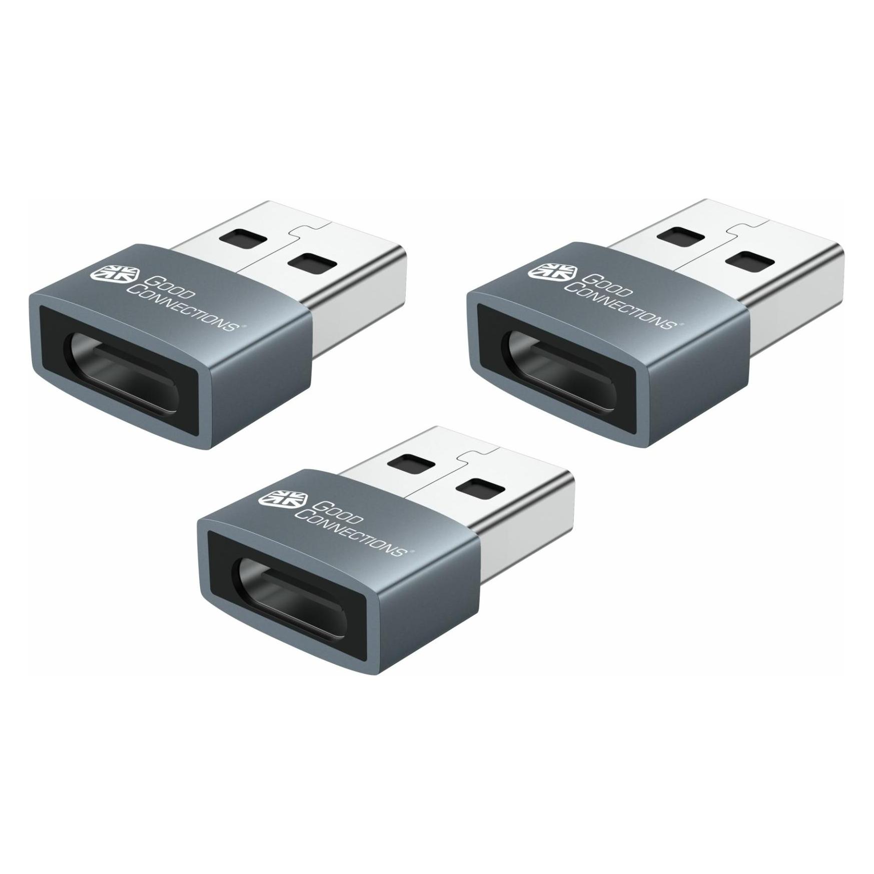 Good Connections Adapter USB 2.0 Stecker A an USB-C Buchse Aluminiumgehäuse grau 3er-Set Good (USB-A (USB-A, USB-C) (USB-AD203-3)