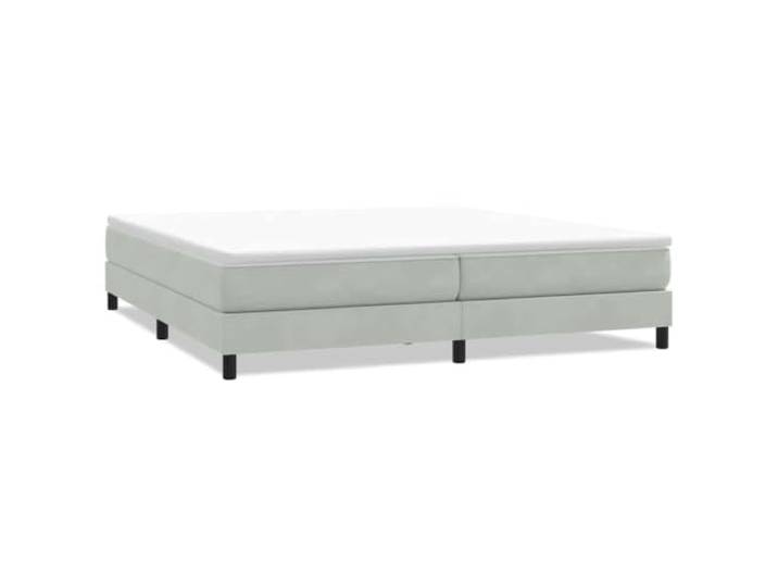 PUGYNBK Boxspringbett aus Samt, Hellgrau, 200 x 210 cm Lattenrost, stabile Beine, gepolstert, ohne Matratze