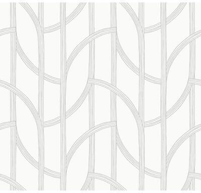 A-Street Prints Salvo Silver Curved Contours Wallpaper