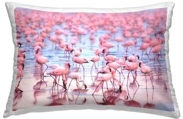 Stupell Flamingo Flock On Beach Printed Throw Pillow Design By Pink Sherbet Photography