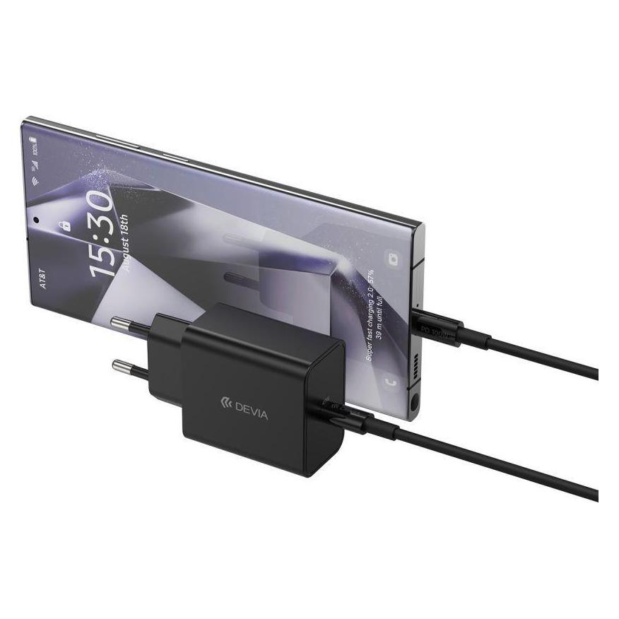 Devia wall charger Rocket PD 45W 1x USB-C white + cable USB-C - USB-C (45 W, 1 Port) (58280766)