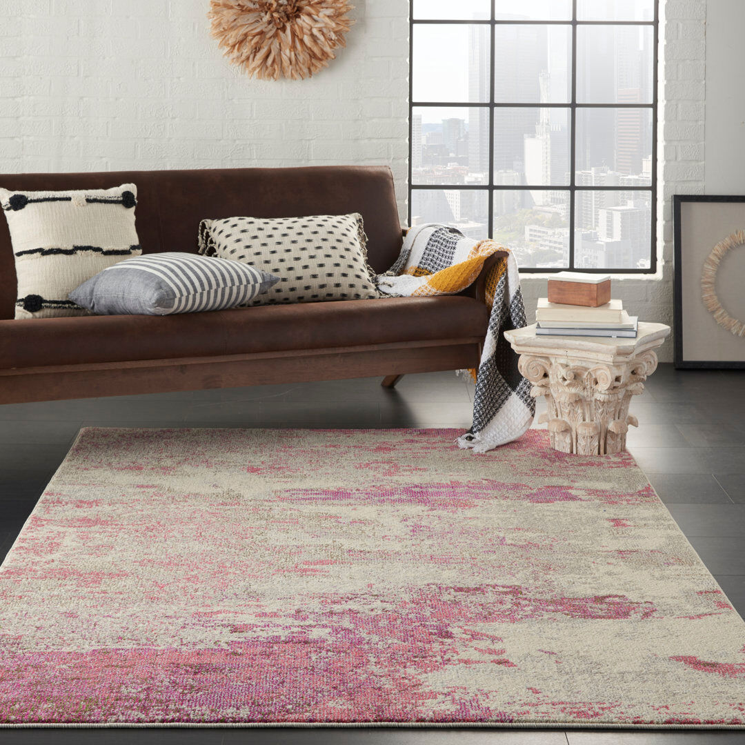 Rio Westford Abstract Area Rug Ivory/Pink Rectangle 119 x 180cm