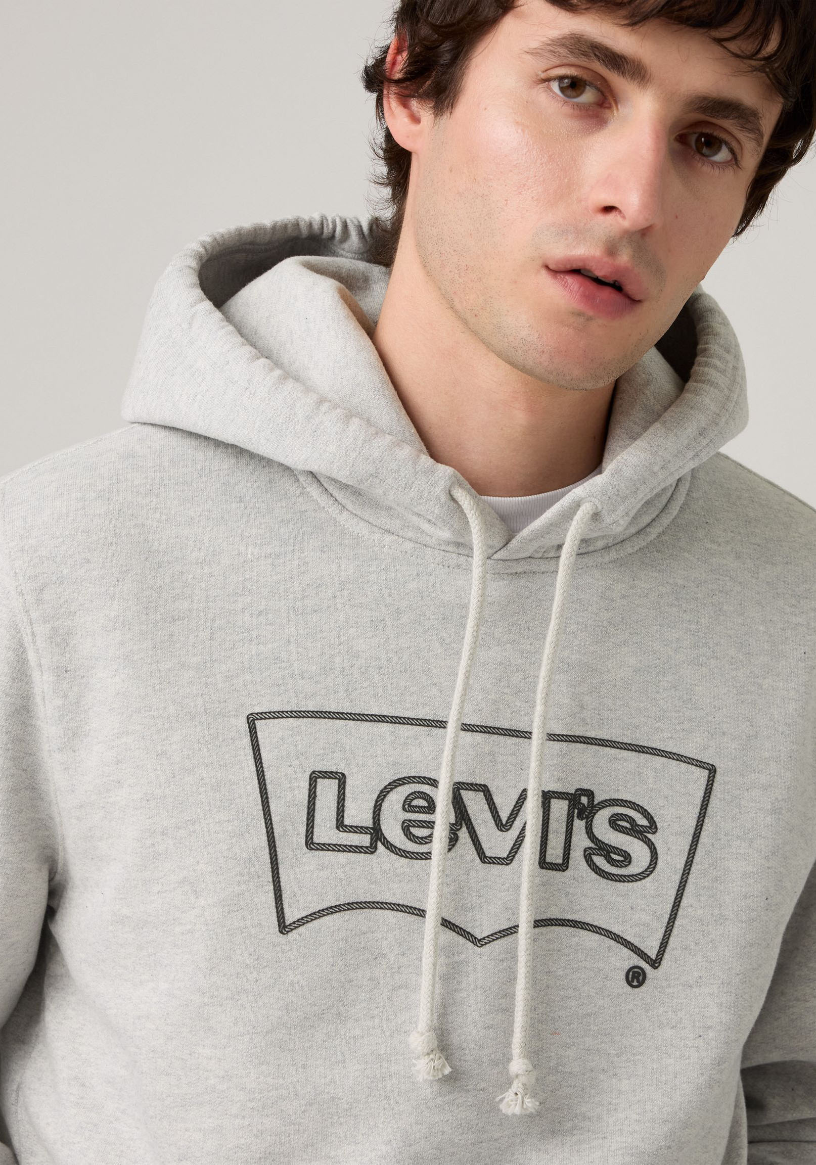 Hoodie LEVI'S "STANDARD GRAPHIC HOOD", Herren, Gr. S, grau (0pen finish tbd 13), Frottee, Obermaterial: 88% Baumwolle, 12% Polyester, lässig geschnitten hüftbedeckend, eingesetzt Rippbündchen, Sweatshirts Hoodie, mit Kängurutasche 0pen finish tbd 13 S