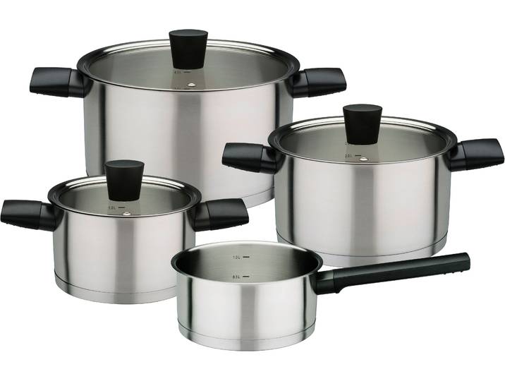 Topf-Set GSW Novero , silber, Töpfe, Topf-Set, praktischen Literskala, Induktion