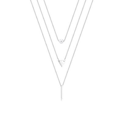Silberkette ELLI "Halskette Layer Kugel Dreieck Rechteck Geo 925 Silber" Gr. 40, silber, Halsketten, Damen, Silber 925 (Sterlingsilber), Silberkette