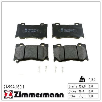 ZIMMERMANN Bremsbelagsatz, Scheibenbremse 24994.160.1 Vorderachse für INFINITI NISSAN