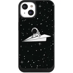 Nivocase Handyhülle für Apple iPhone 13 Hülle NIVOpure Case Schwarz Astronaut Comic Papier (Apple iPhone 13), Smartphone Hülle, Schwarz