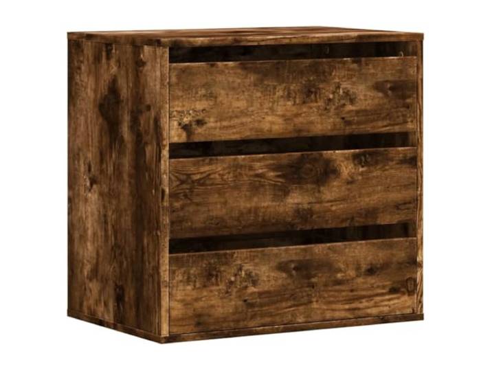 HBBMGYD Eckkommode, Raucheiche, 60 x 41 x 58 cm, Holz 3 Schubladen, zeitloser klassischer Stil, glatte Oberfläche, Wandbefestigung inklusive, feuchte Reinigung