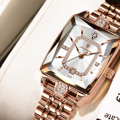 Youfap Market High Quality Ladies Watch, Luxury Watch For Woman Waterproof Calendar, Stainless Steel Quartz Women's Watches rosegold White