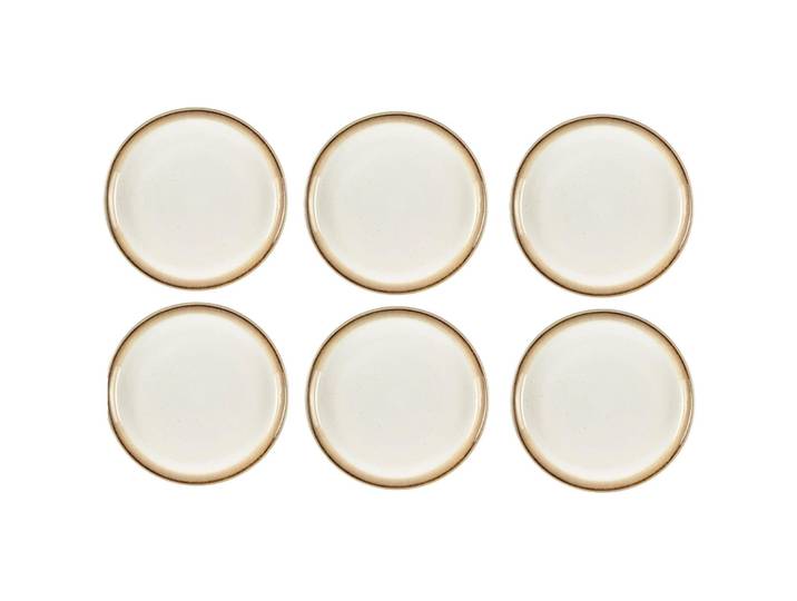 Teller-Set BITZ Grau/Crème Steinzeug D 17 cm 6 Stk - Teller-Set