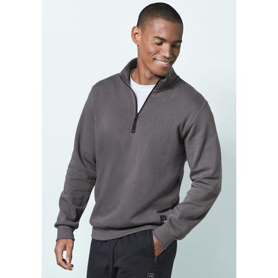 Sweatshirt JOHN DEVIN, Herren, Gr. L (52/54), grau (dunkelgrau), angeraute Sweatware, Obermaterial: 60% Baumwolle, 40% Polyester, unifarben, bequem normal, Rundhals, angesetztes Bündchen, Sweatshirts Sweatshirt, Troyer mit schwarzem Reißverschluss...
