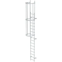 Günzburger Steigtechnik Einzügige Steigleiter mit Rückenschutz Aluminium blank Steighöhe 4760 mm