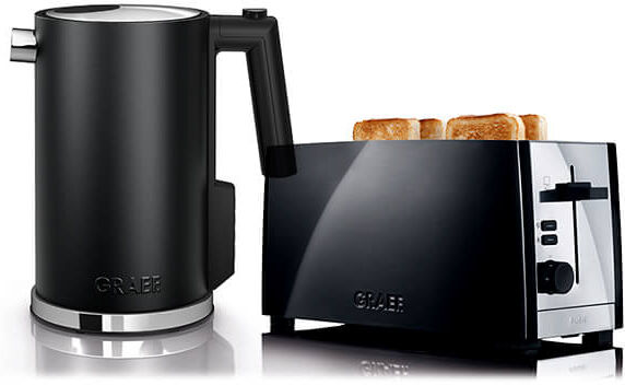 Graef Black Kettle & 4 Slice Toaster Set