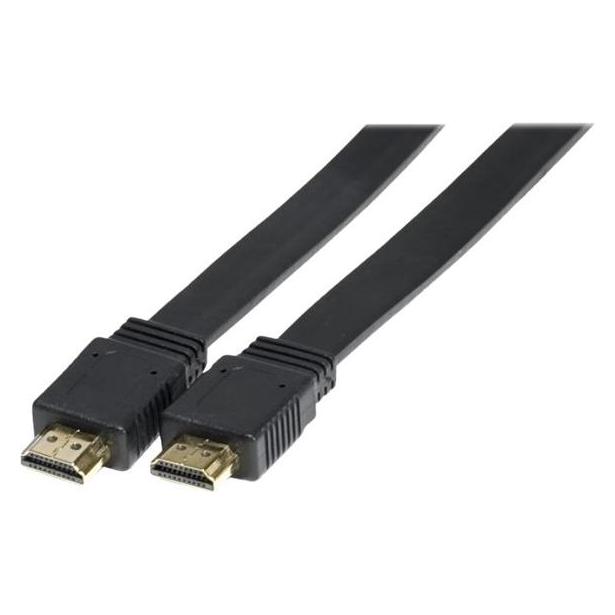 Exertis Connect High Speed HDMI Flachkabel, vergoldet, HDMI St. A / St. A, schwarz, 3.0 m flaches HDMI Kabel zur dis (3 m) (128250)