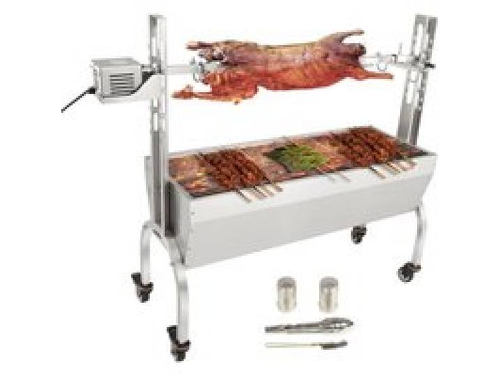 VEVOR Barbecue à Charbon avec Tournebroche Électrique Charge 41 kg 50 W 4 tr/min Rôtissoire à Charbon Barbecue Rôtissoire Cuisson 104x38 cm Haute Réglable Rôtir Agneau Cochon Poulet Camping Restaurant