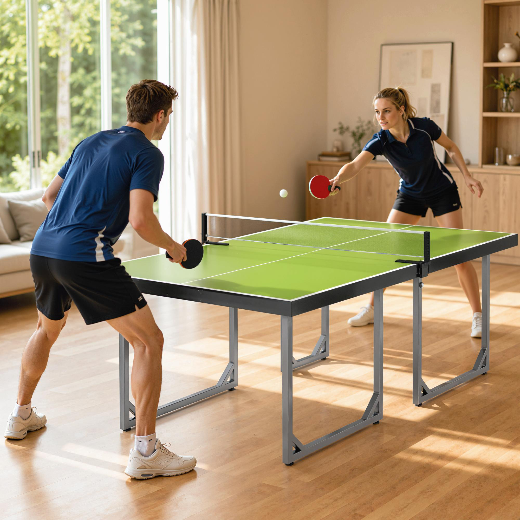 Homcom Tavolo da Ping Pong Pieghevole per Interni, Tavolo Ping Pong con Rete, Montaggio Non Richiesto, 182x91 cm, Verde    Aosom Italy