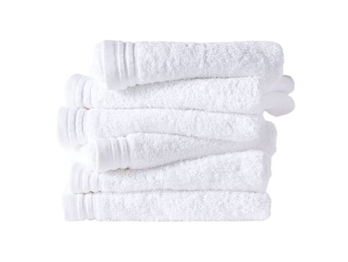 Lot de 6 serviettes de toilette coton uni 50x80cm blanc