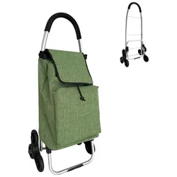Relaxdays Einkaufstrolley Treppensteiger 45 l Grün,Schwarz,Silber