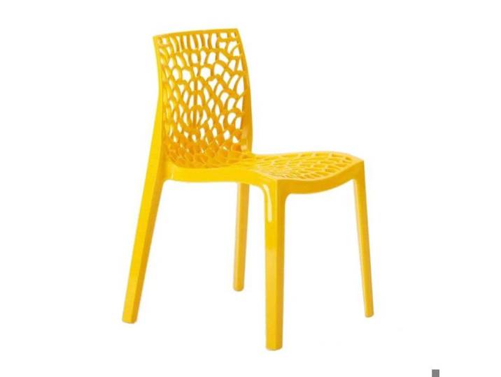 Chaise Polypropylène Design Nid d'Abeille de Jardin Bistrot Gruvyer Grand Soleil - Jaune