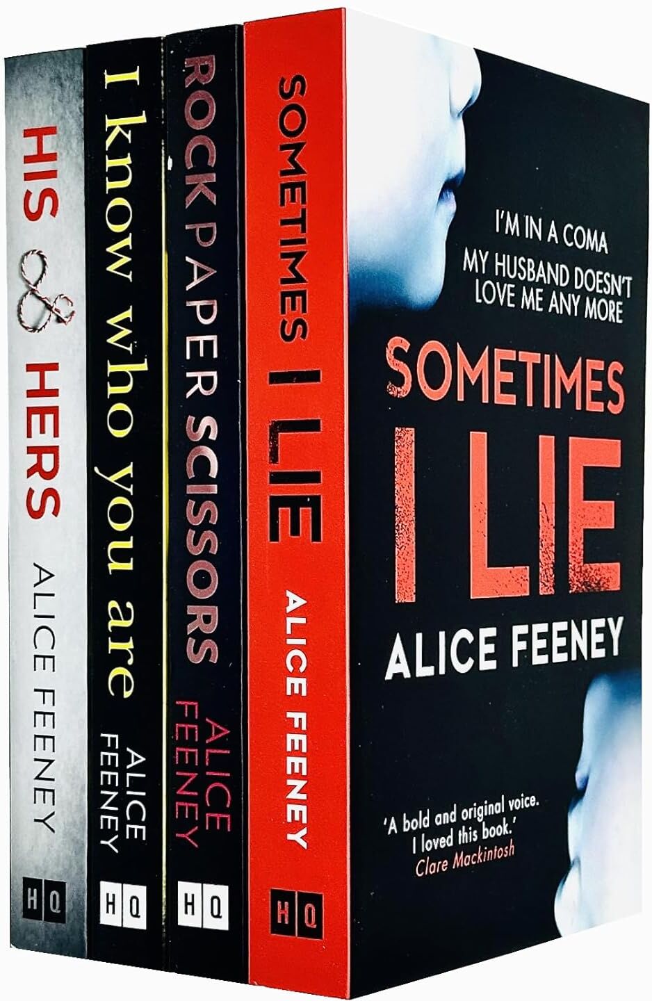 HQ Alice Feeney Collection 4 Books Set - Rock Paper Scissors, Sometimes I Lie, His & Hers, I Know Who You Are - Paperback Psychological Thrillers