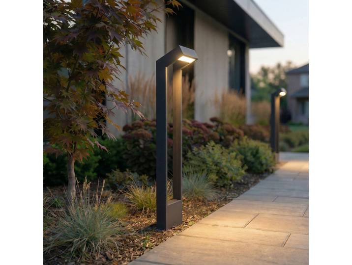 Bornes lumineuses LED Kovato, hauteur 95 cm, gris foncé, IP65 - Arcchio - Moderne - Métal - Angulaire