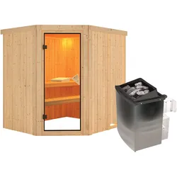 Karibu Sauna Siirin-9kWOfen int. Steuerung-Ohne Dachkranz inkl. gratis Zubehörpaket im Wert von 126,96€