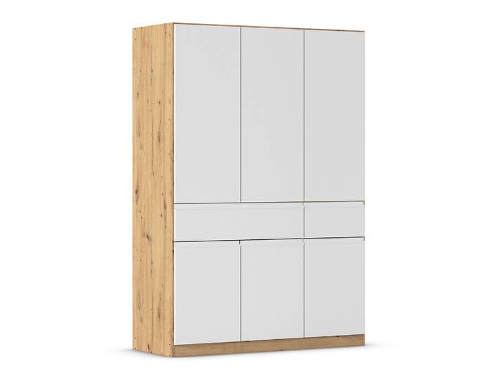 Armoire 6 portes 2 tiroirs Macari Blanc/chene Artisan - Basika