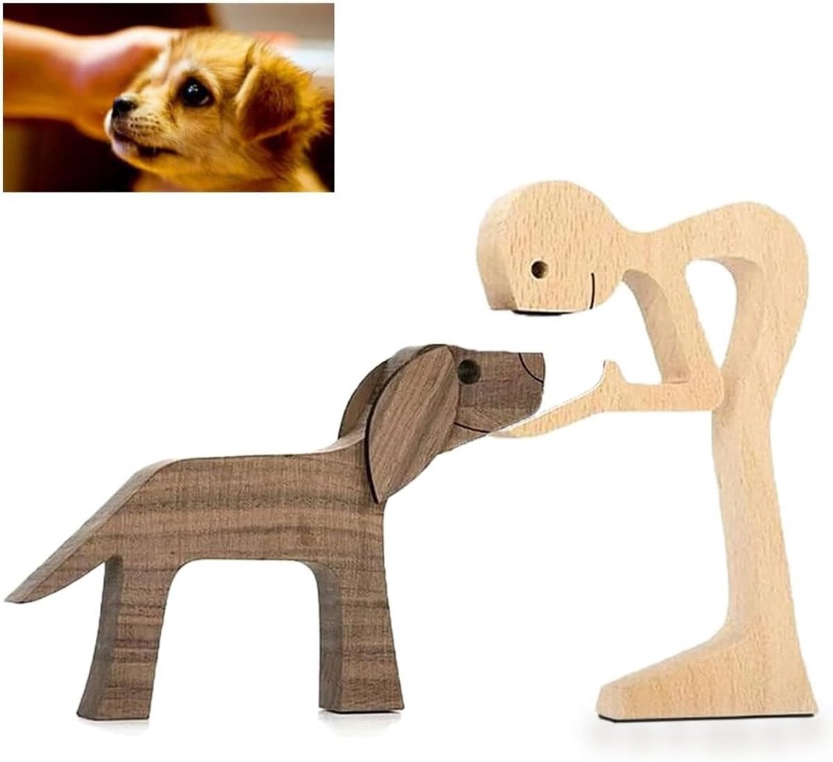 Handgemaakte houten hondenbeelden voor decoratie in huis