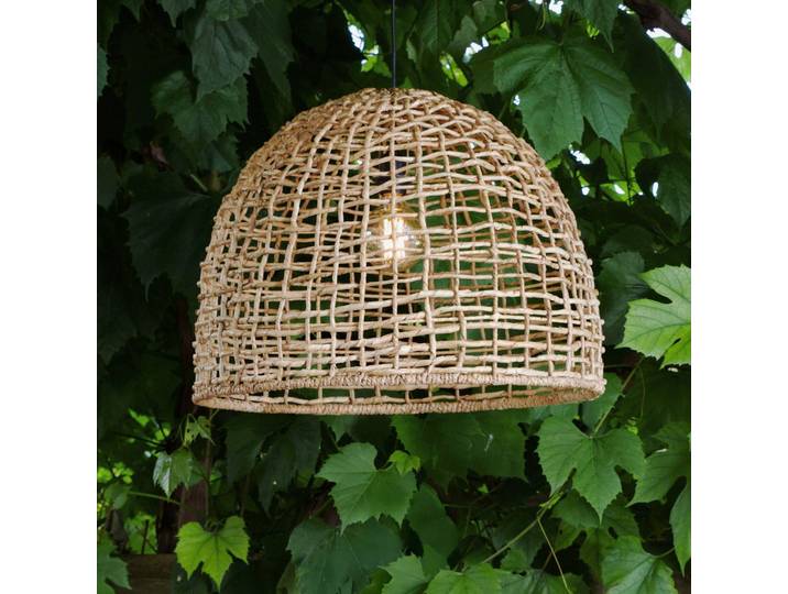 PR Home Außenhängeleuchte Cebu, Lampakanay, Ø 57 cm, Stecker, IP44 Cebu, Holz hell