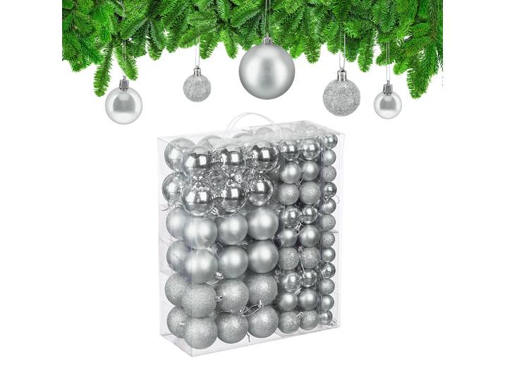 Weihnachtskugeln 138er-Set Silber