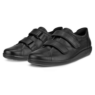 Klettschuh ECCO "SOFT 2.0", Damen, Gr. 41, Textil, schwarz, Leder, Schuhe Klettschuh, Halbschuh, Freizeitschuh mit Klettverschlüssen