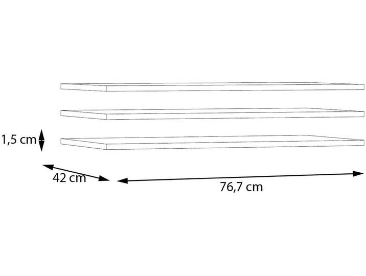 Einlegeboden FORTE, grau, B:76,7cm H:42cm T:1,5cm, Holzwerkstoff, Einlegeböden, Einlegeboden, 3er Set Einlegeboden, variable Positionierung, Textilstruktur