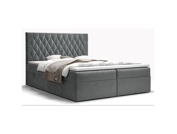 Boxspringbett, Grau, 160x200 cm, Holzwerkstoff, Mit Stauräumen, Modern